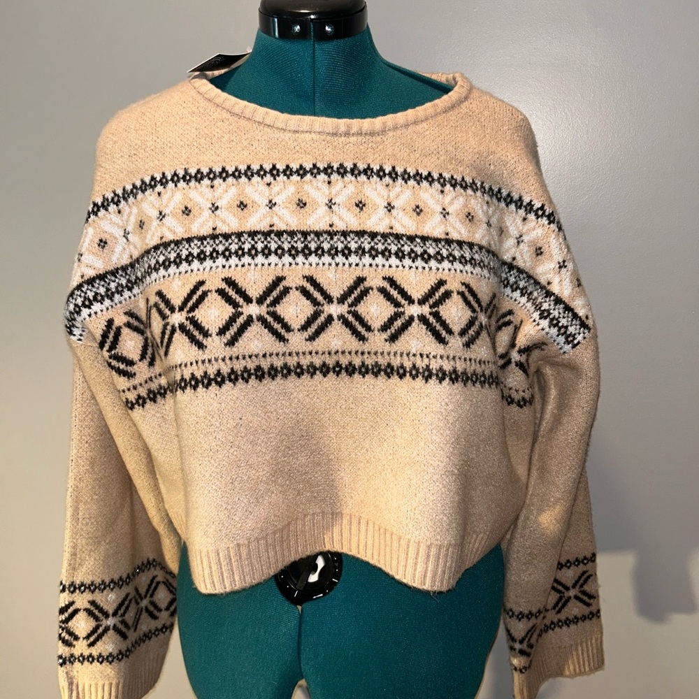 Women's Beige Patterned Sweater